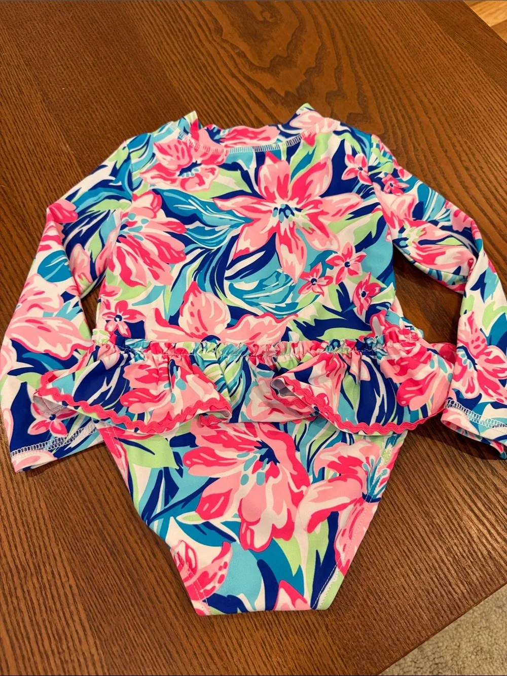 Tommy Bahama Girls Floral Long-Sleeve Rashguard Set in Pink, Blue & Green
